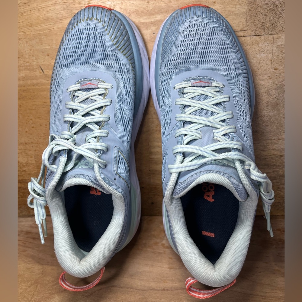 Hoka One One Bondi 7 REFLECTIVE Womens Size 8.5 Running Shoes Sneakers Blue Fog - Picture 7 of 12